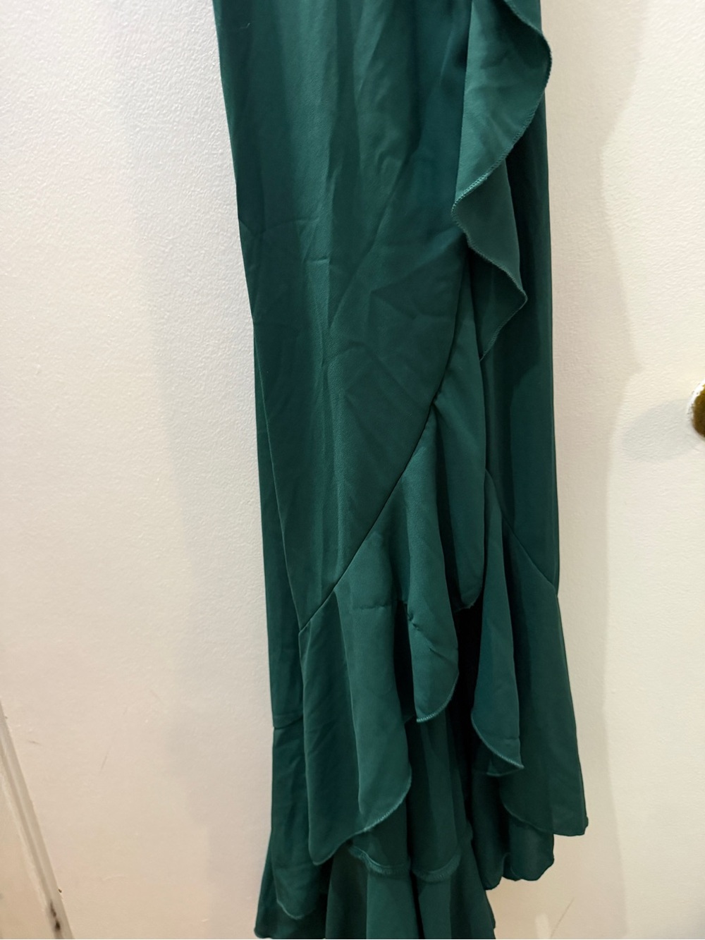 Emerald Green Spaghetti Strap Wrap Dress - Picture 2 of 5